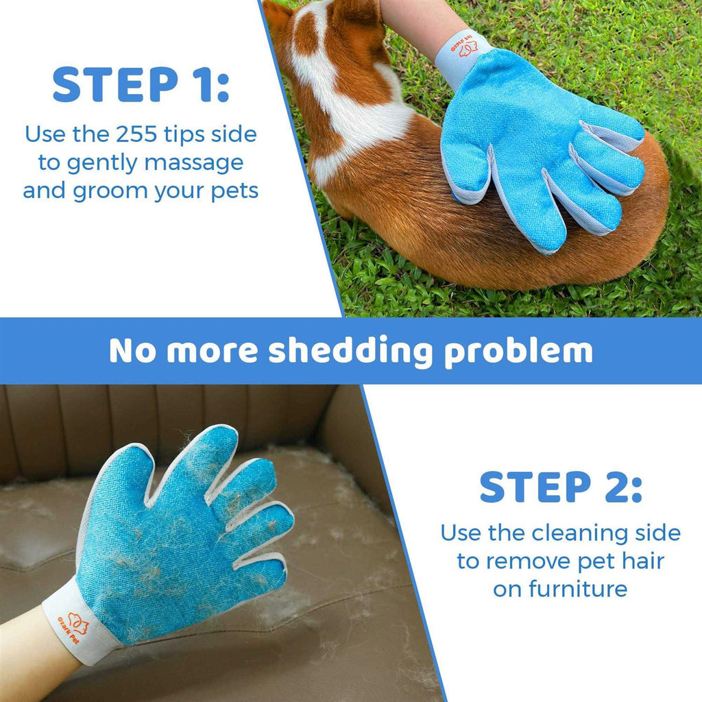 Dog and Cat Deshedding Brush with Shedding Glove R7478